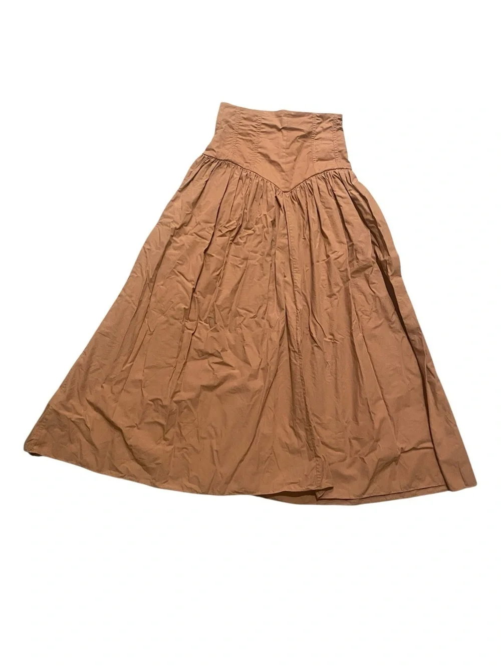 High-Waist Midi Skirt in Warm Brown